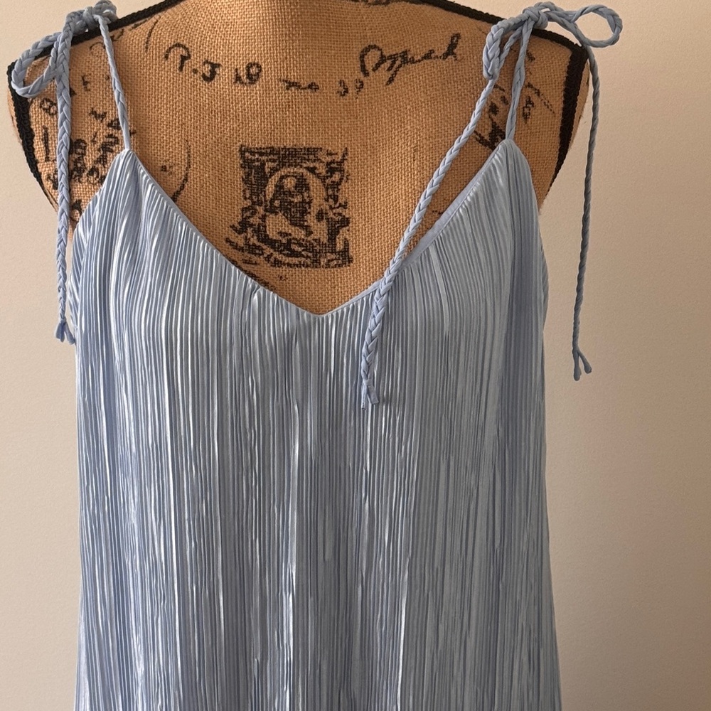 Dannijo Blue Pleated Tie Strap Mini Dress